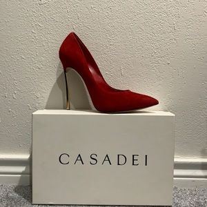 Casadei-Red Suede Pumps